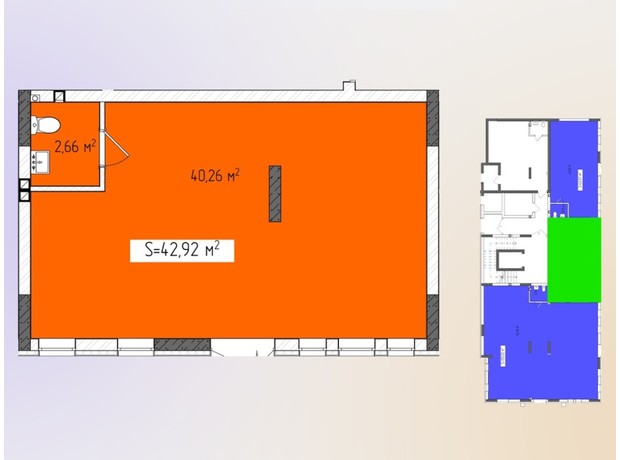 ЖК Green Side: планування приміщення 42.22 м²