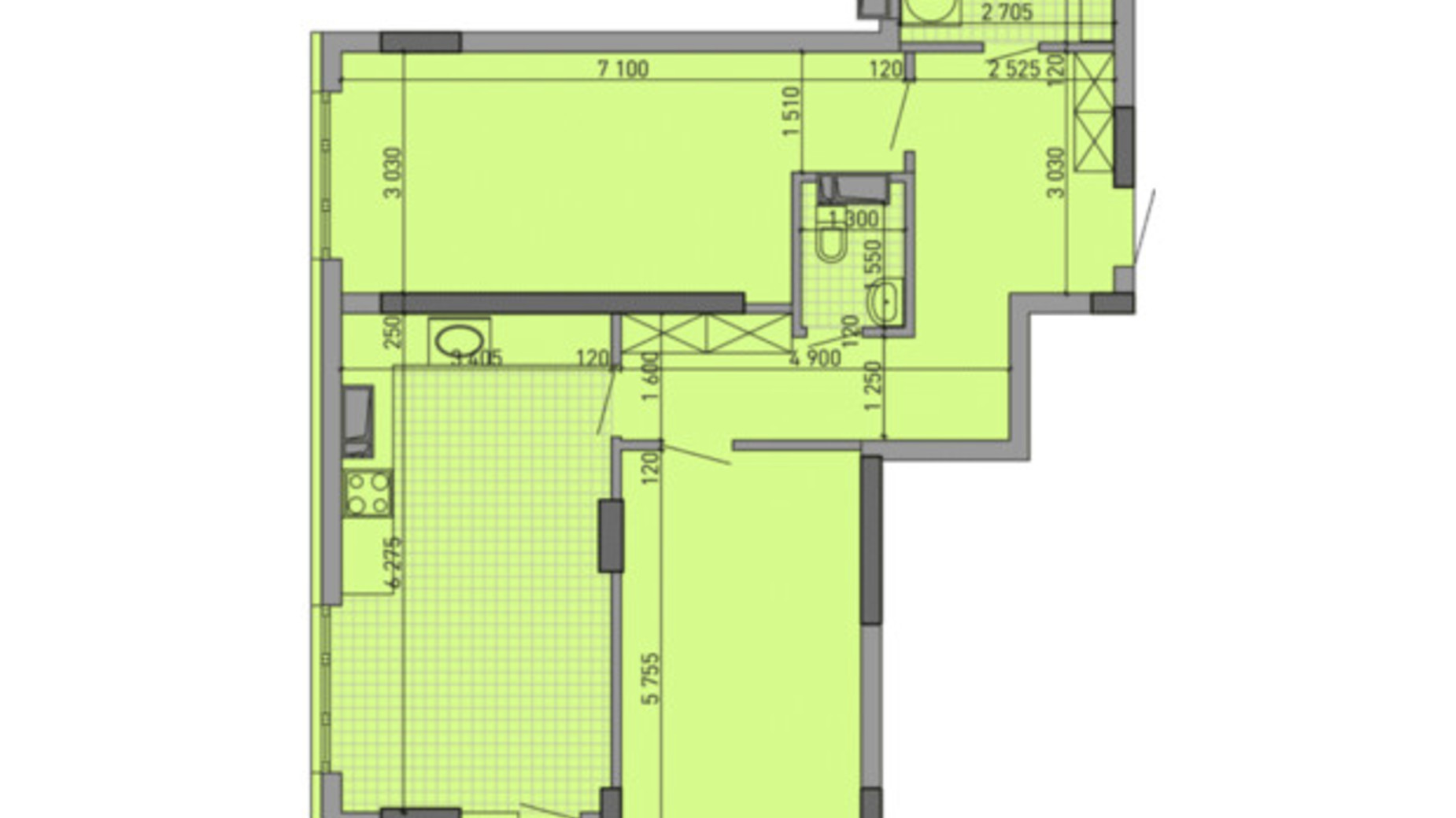 Планировка 2-комнатной квартиры в ЖК Парковый Город 84.01 м², фото 647545