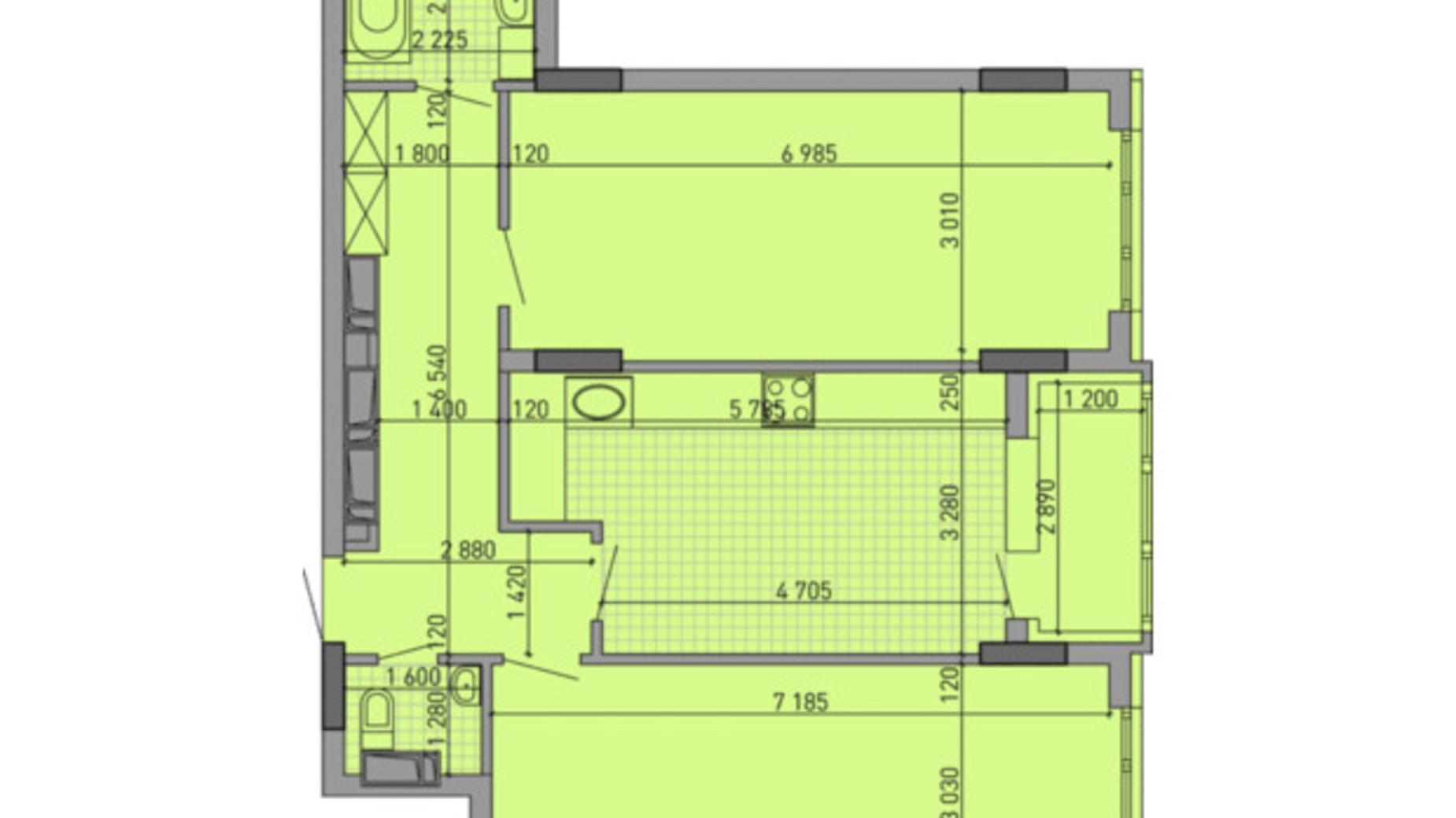 Планування 2-кімнатної квартири в ЖК Паркове місто 82.17 м², фото 647547