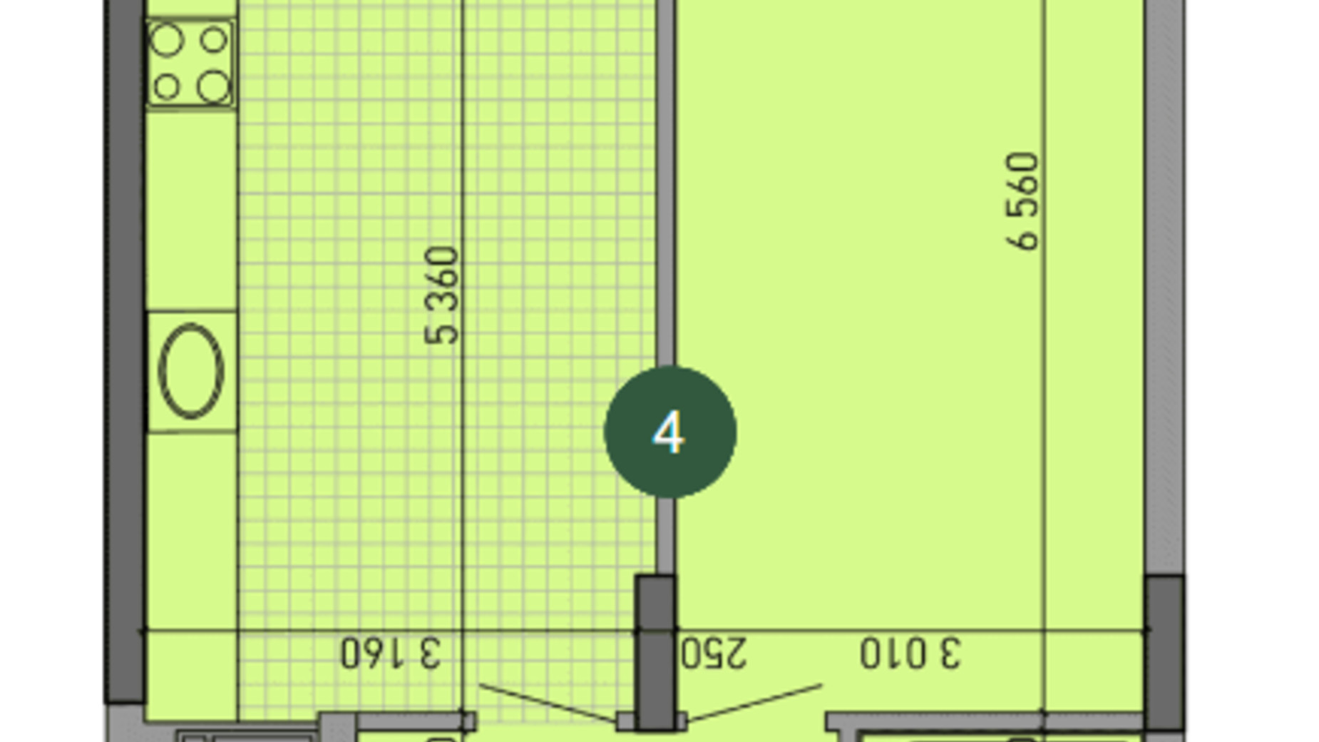 Планировка 1-комнатной квартиры в ЖК Парковый Город 50.43 м², фото 647550