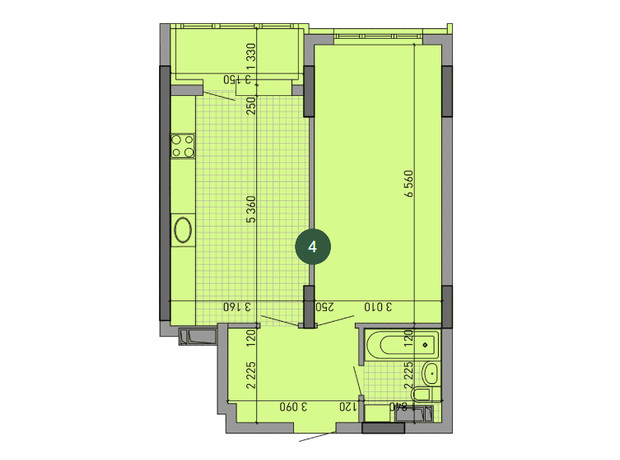 ЖК Парковый Город: планировка 1-комнатной квартиры 50.43 м²