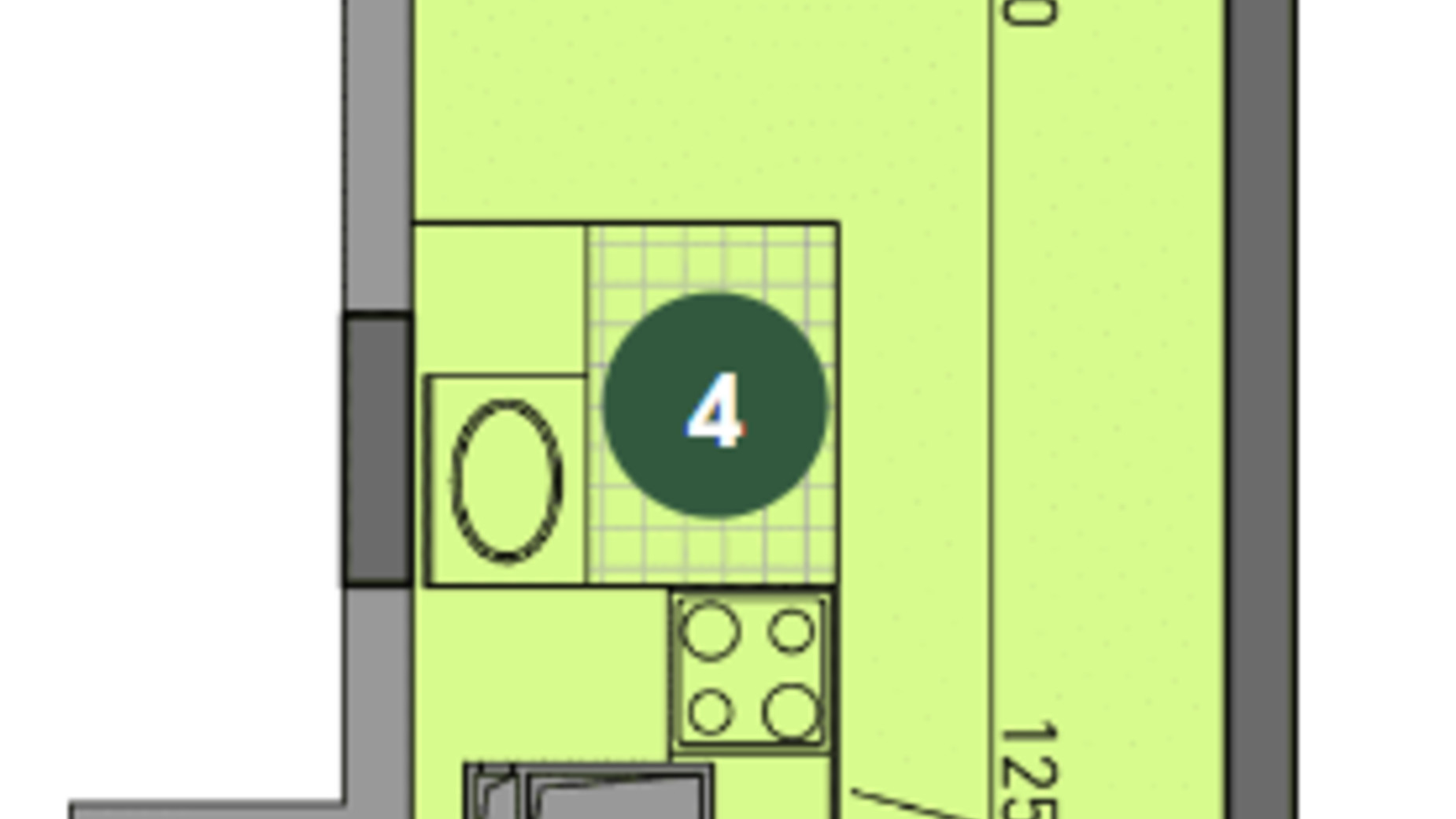 Планировка 1-комнатной квартиры в ЖК Парковый Город 31.98 м², фото 647551