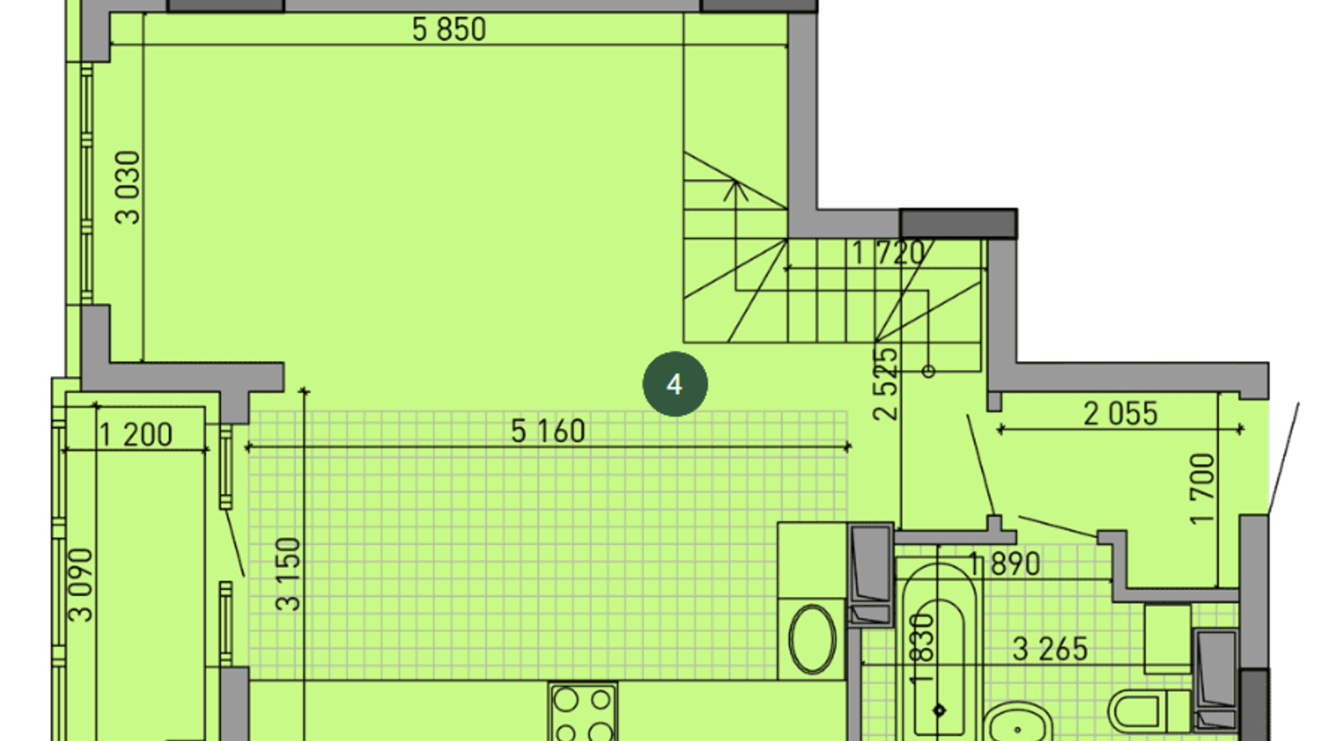 Планування 3-кімнатної квартири в ЖК Паркове місто 92.29 м², фото 647552