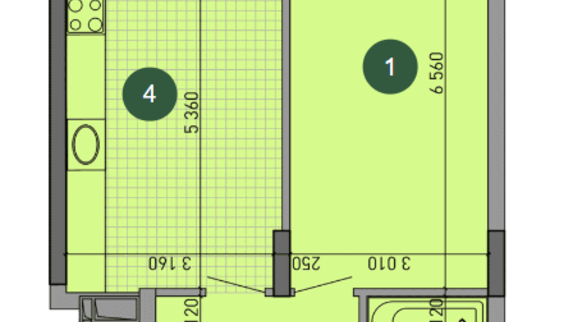 Планировка 1-комнатной квартиры в ЖК Парковый Город 51.22 м², фото 647595