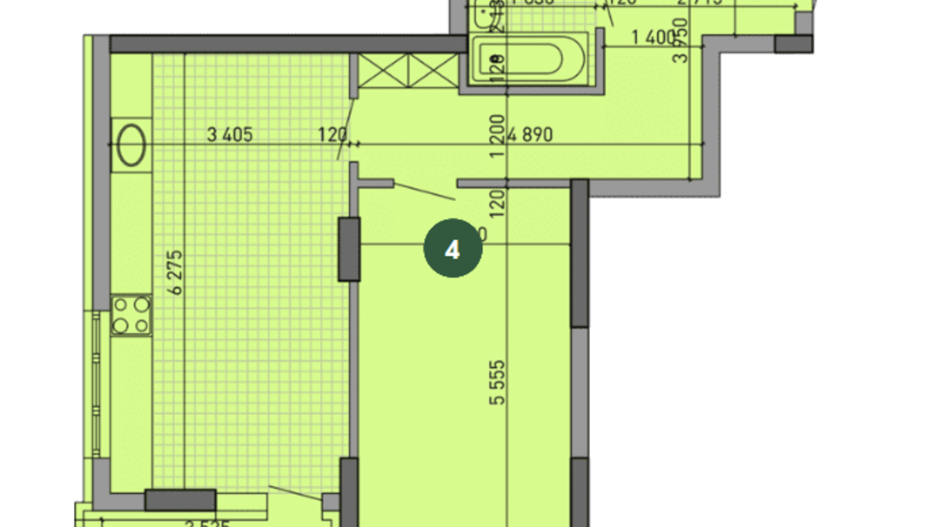 Планировка 1-комнатной квартиры в ЖК Парковый Город 57.68 м², фото 647607