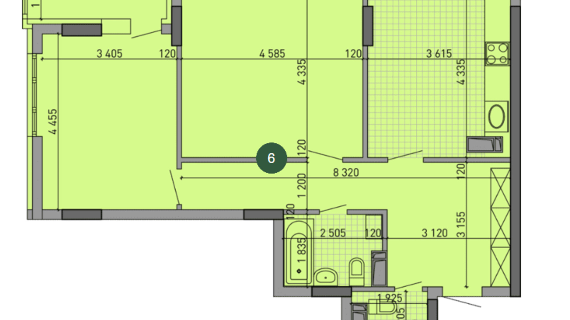 Планировка 2-комнатной квартиры в ЖК Парковый Город 77.38 м², фото 647612