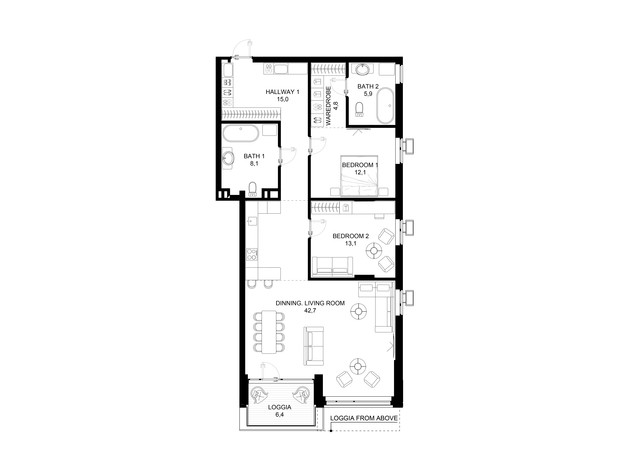 ЖК 31: планування 3-кімнатної квартири 104.9 м²