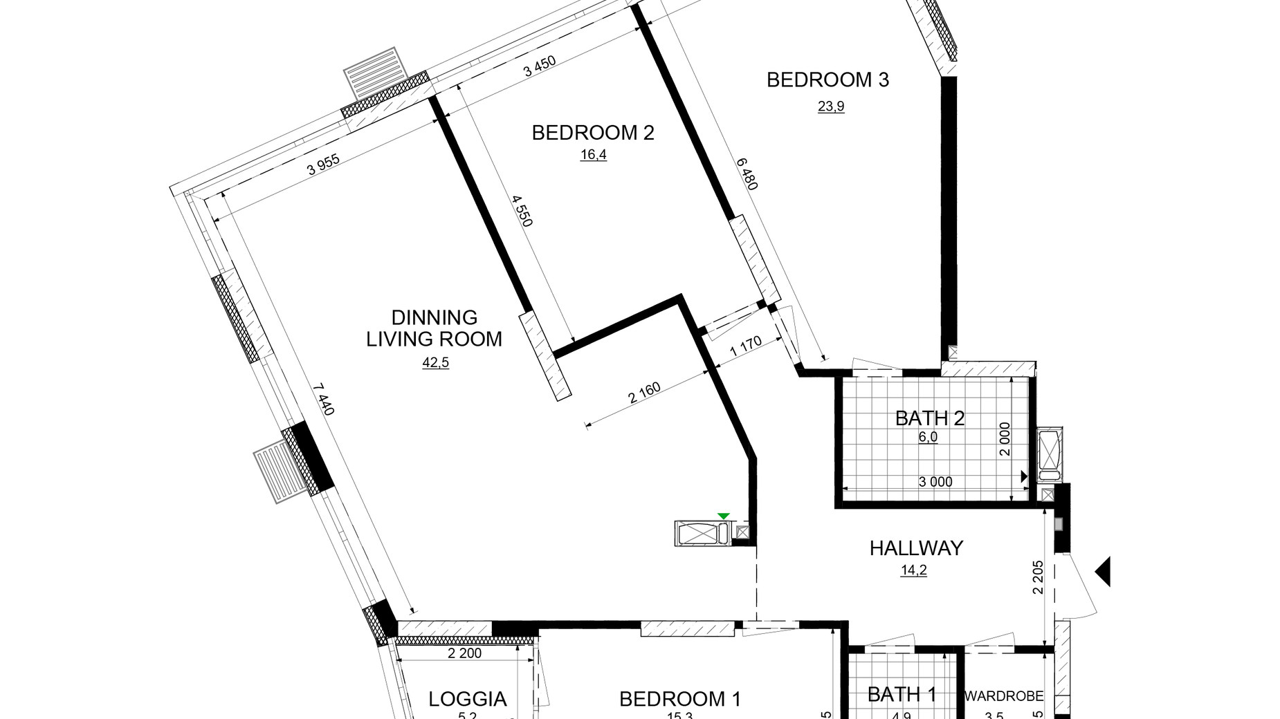 Планування 3-кімнатної квартири в ЖК Русанівська Гавань 131.9 м², фото 647859