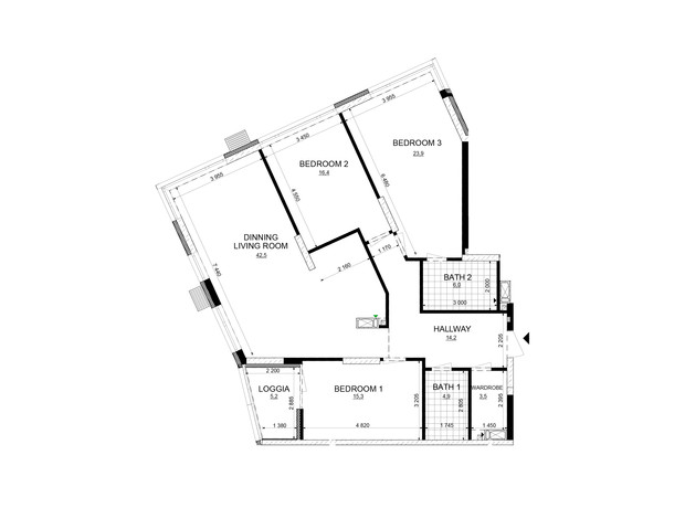 ЖК Русановская Гавань: планировка 3-комнатной квартиры 131.9 м²