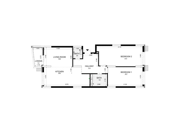 ЖК Русановская Гавань: планировка 2-комнатной квартиры 117.2 м²