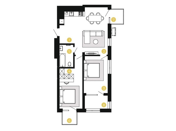 ЖК Шведський квартал: планування 2-кімнатної квартири 72.97 м²