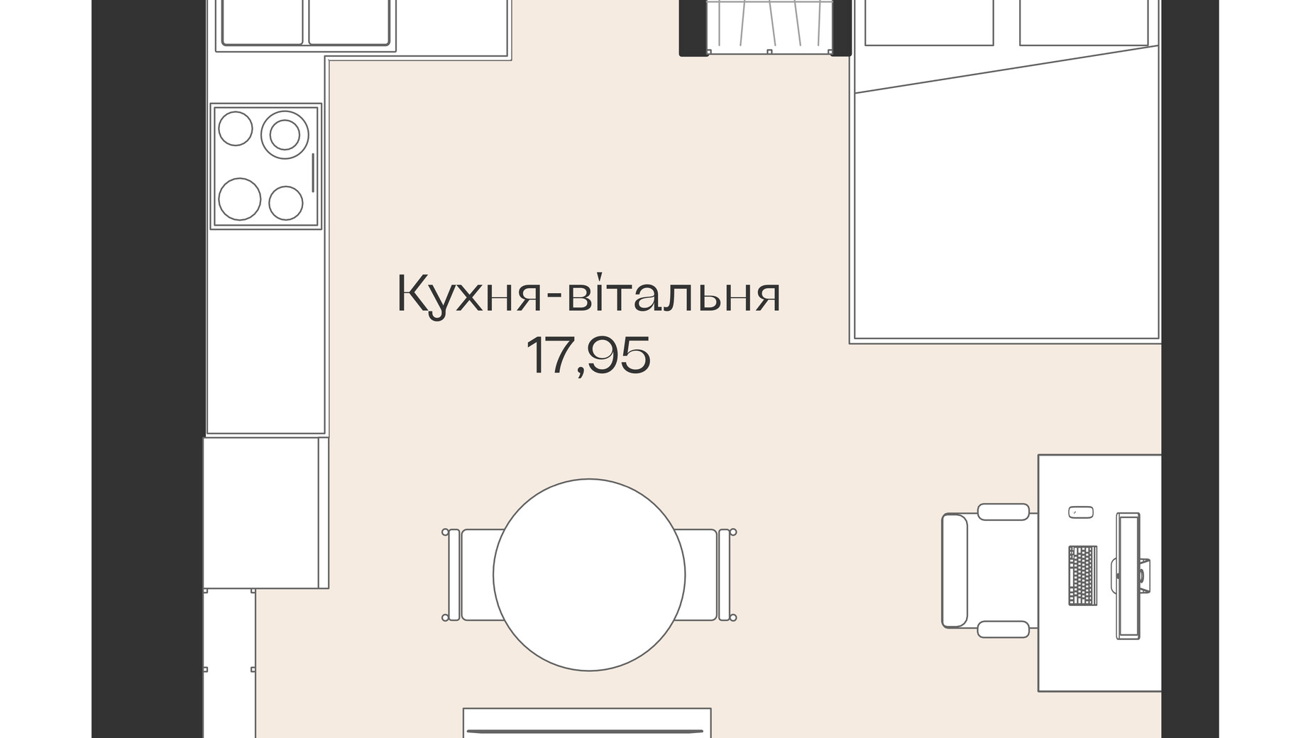 Планування 1-кімнатної квартири в Клубний будинок Лівобережний 30.3 м², фото 649408