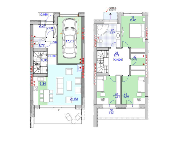 Таунхаус переулок Пoдлузcкий II : планировка 4-комнатной квартиры 130 м²