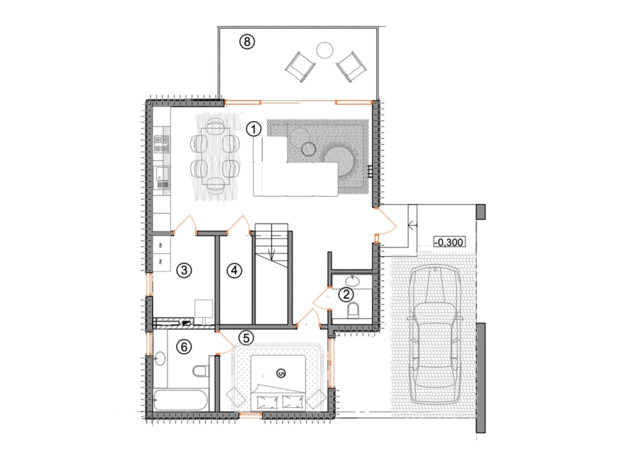 КГ Shana.Village: планировка 3-комнатной квартиры 145 м²