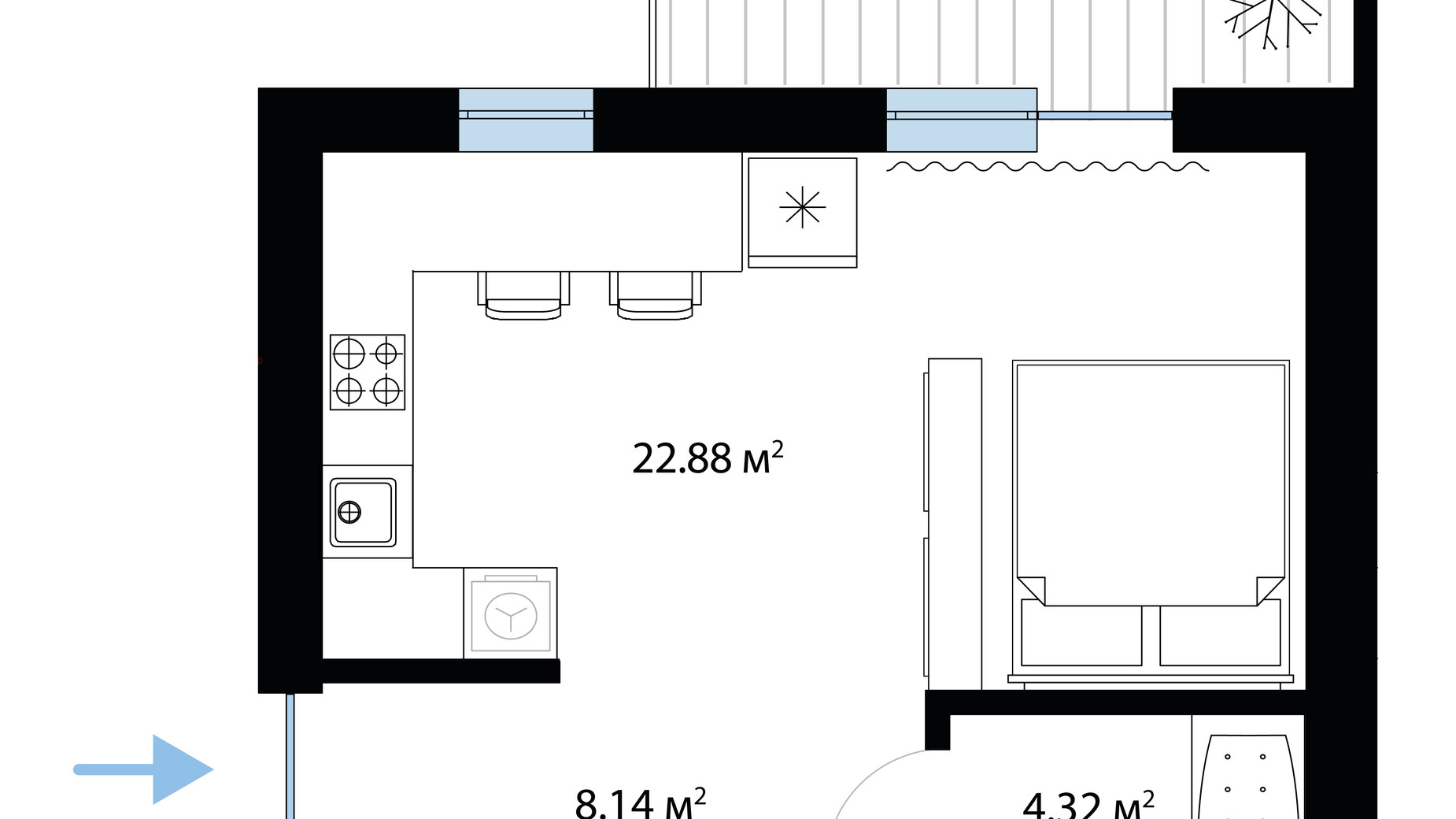 Планування 1-кімнатної квартири в ЖК Sky City 37.27 м², фото 649990