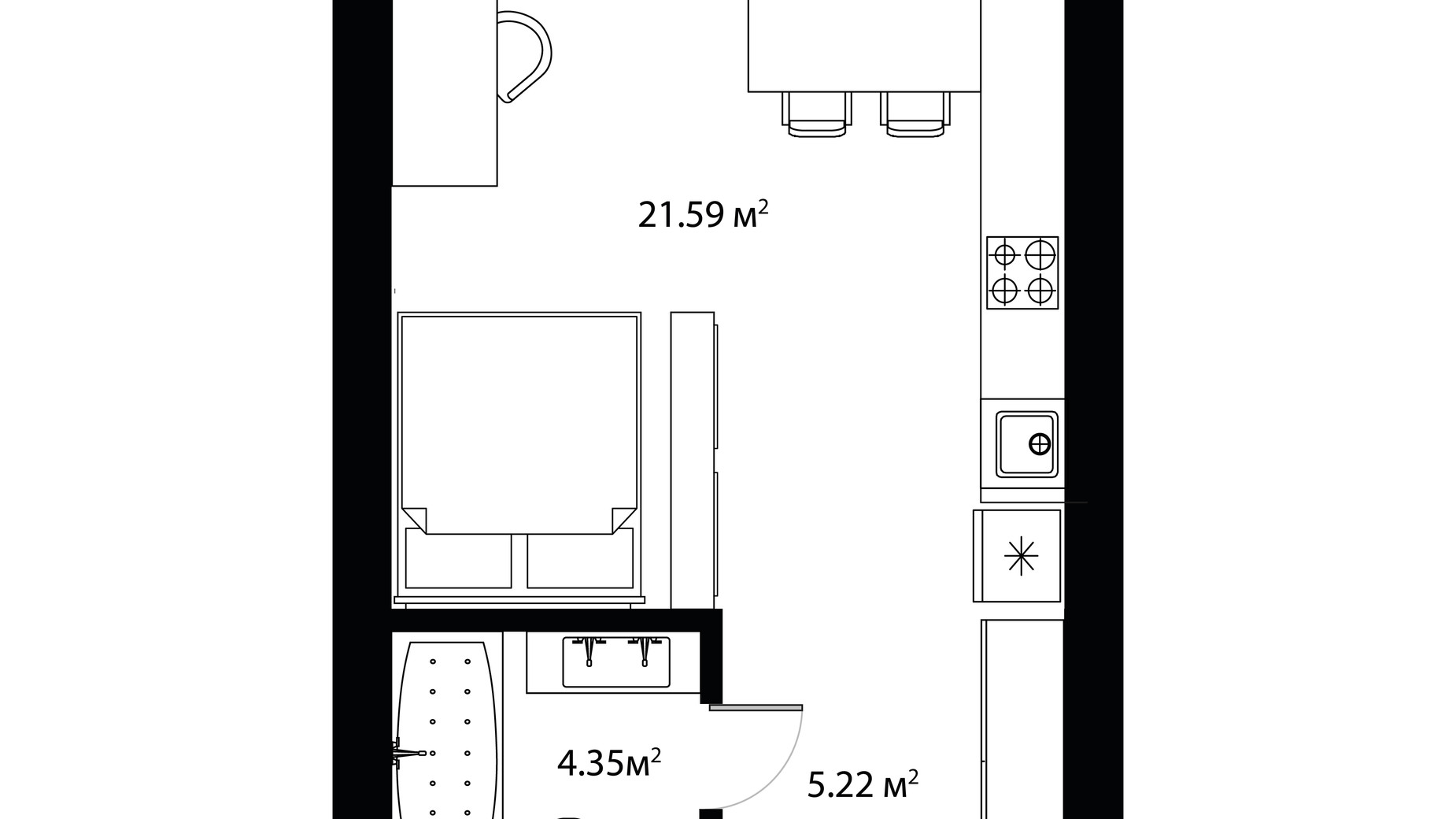 Планування 1-кімнатної квартири в ЖК Sky City 32.63 м², фото 650010
