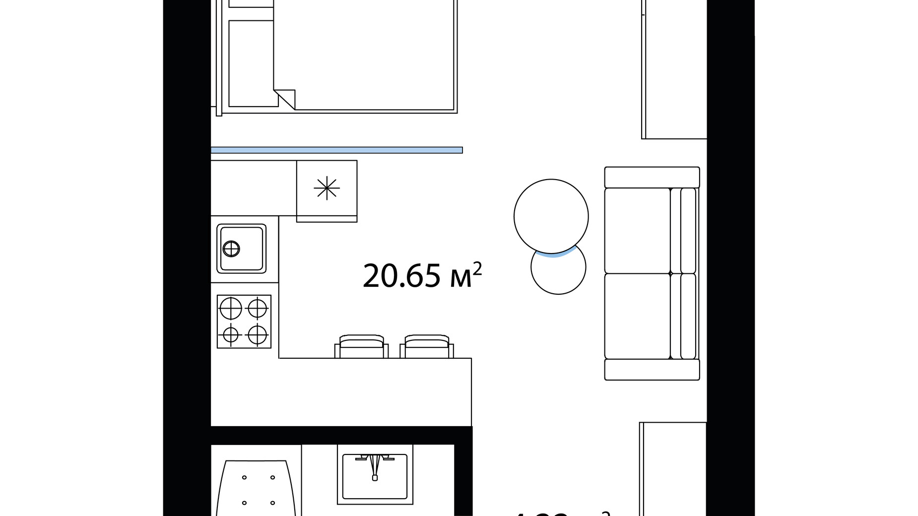 Планировка 1-комнатной квартиры в ЖК Sky City 30.28 м², фото 650036