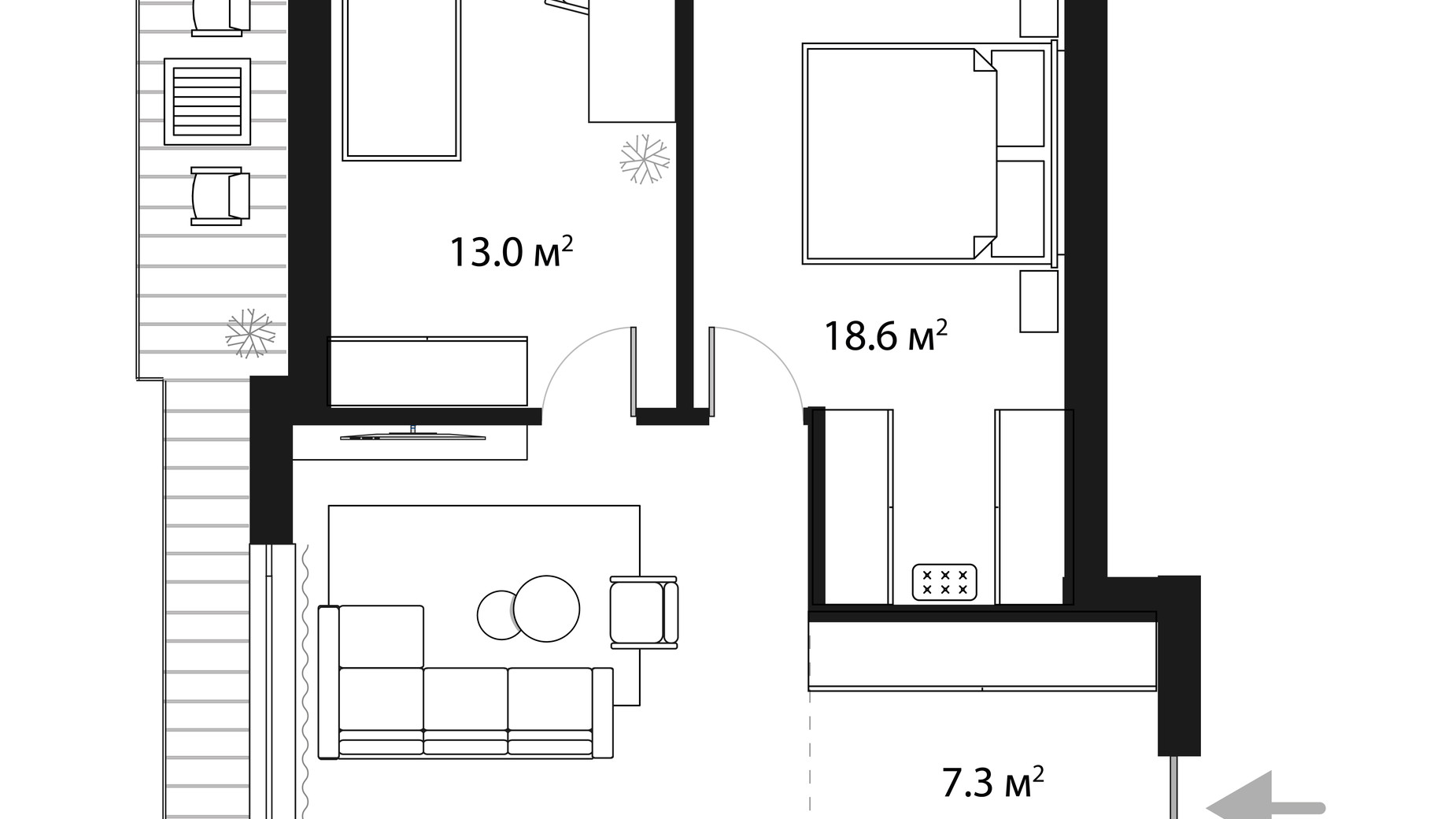 Планування 2-кімнатної квартири в ЖК Sky Towers 80.9 м², фото 650054