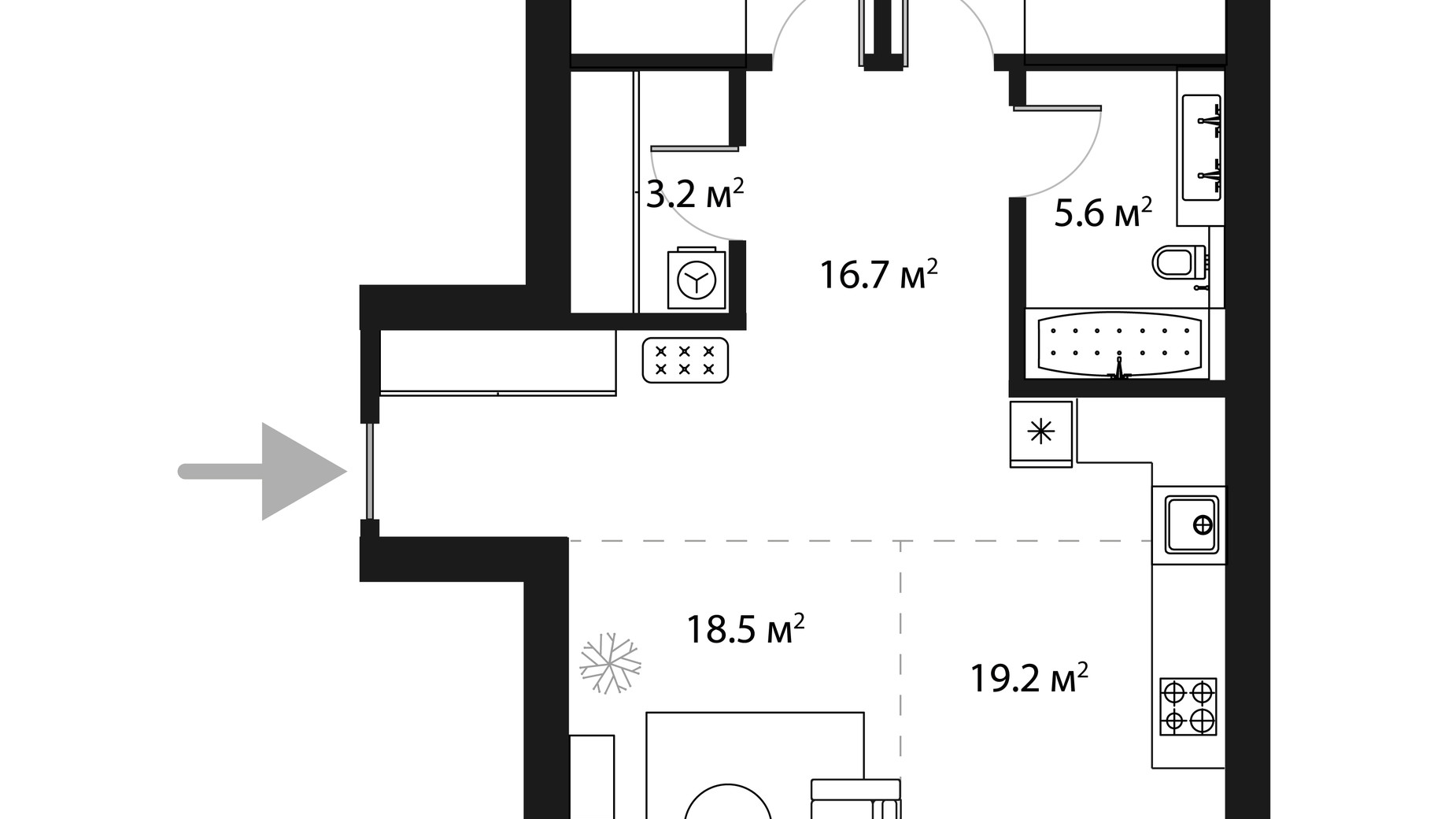 Планировка 2-комнатной квартиры в ЖК Sky Towers 92.4 м², фото 650060