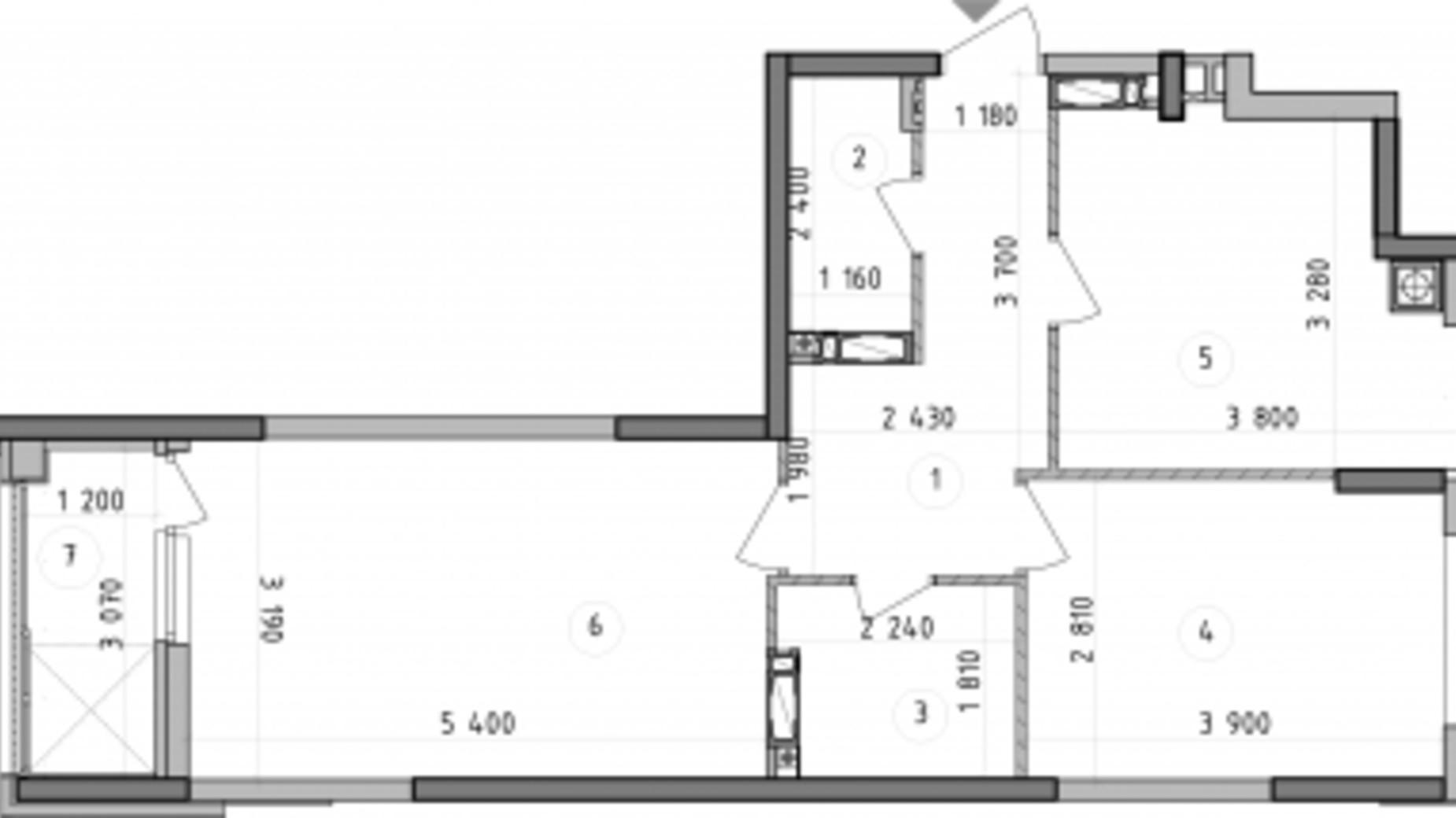 Планировка 2-комнатной квартиры в ЖК Оптимісто 58.26 м², фото 650062