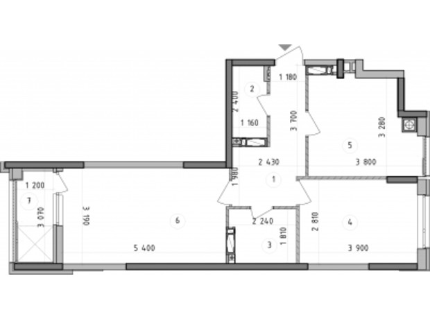 ЖК Оптимісто: планировка 2-комнатной квартиры 58.26 м²