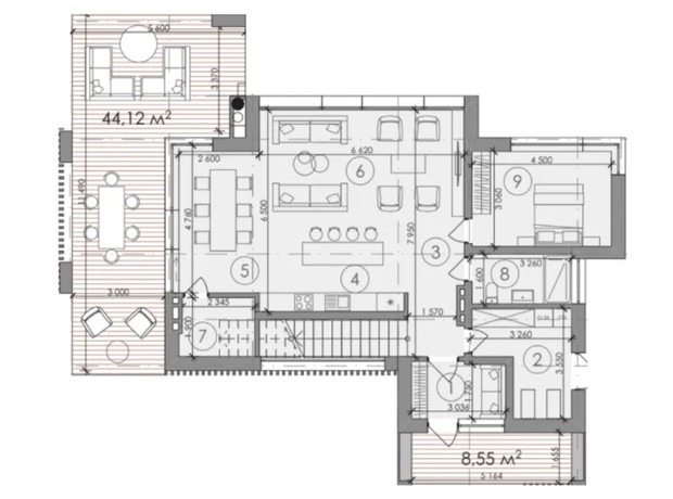 КГ Goodlife Park: планировка 3-комнатной квартиры 220 м²