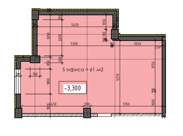 ЖК Приморские Сады: планировка помощения 61.2 м²