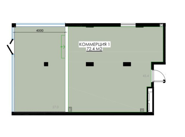 ЖК Приморські Сади: планування приміщення 72.4 м²