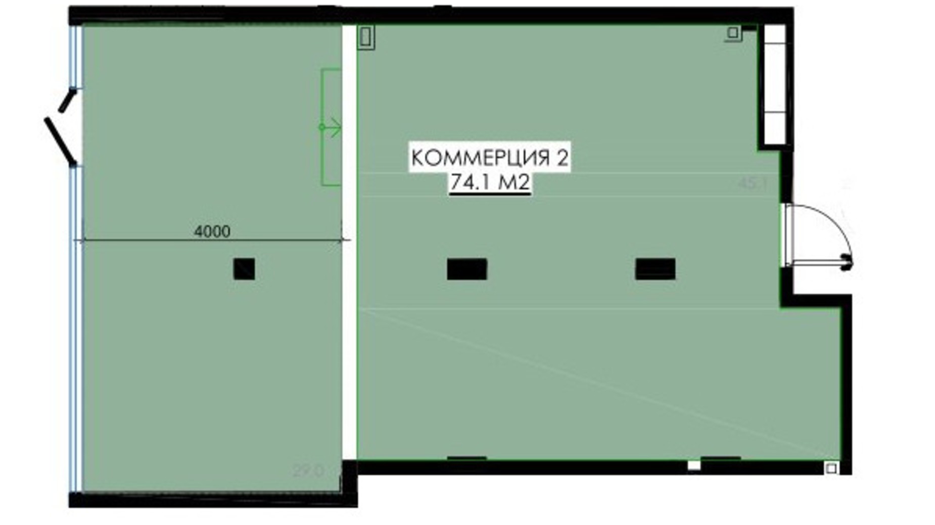 Планування приміщення в ЖК Приморські Сади 74.1 м², фото 650328