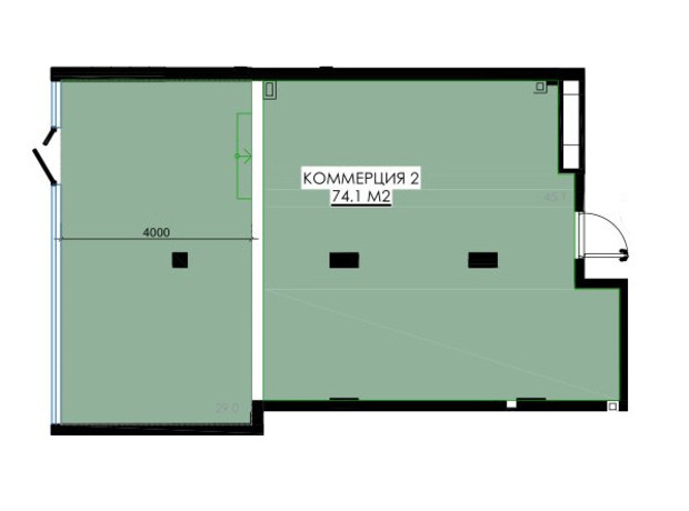 ЖК Приморские Сады: планировка помощения 74.1 м²