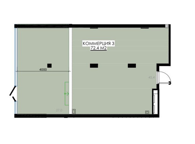 ЖК Приморские Сады: планировка помощения 72.4 м²