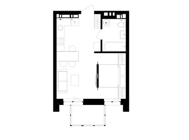 ЖК Литовський квартал: планування 1-кімнатної квартири 36.88 м²