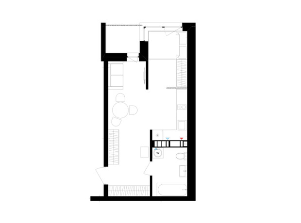 ЖК Литовський квартал: планування 1-кімнатної квартири 37.97 м²