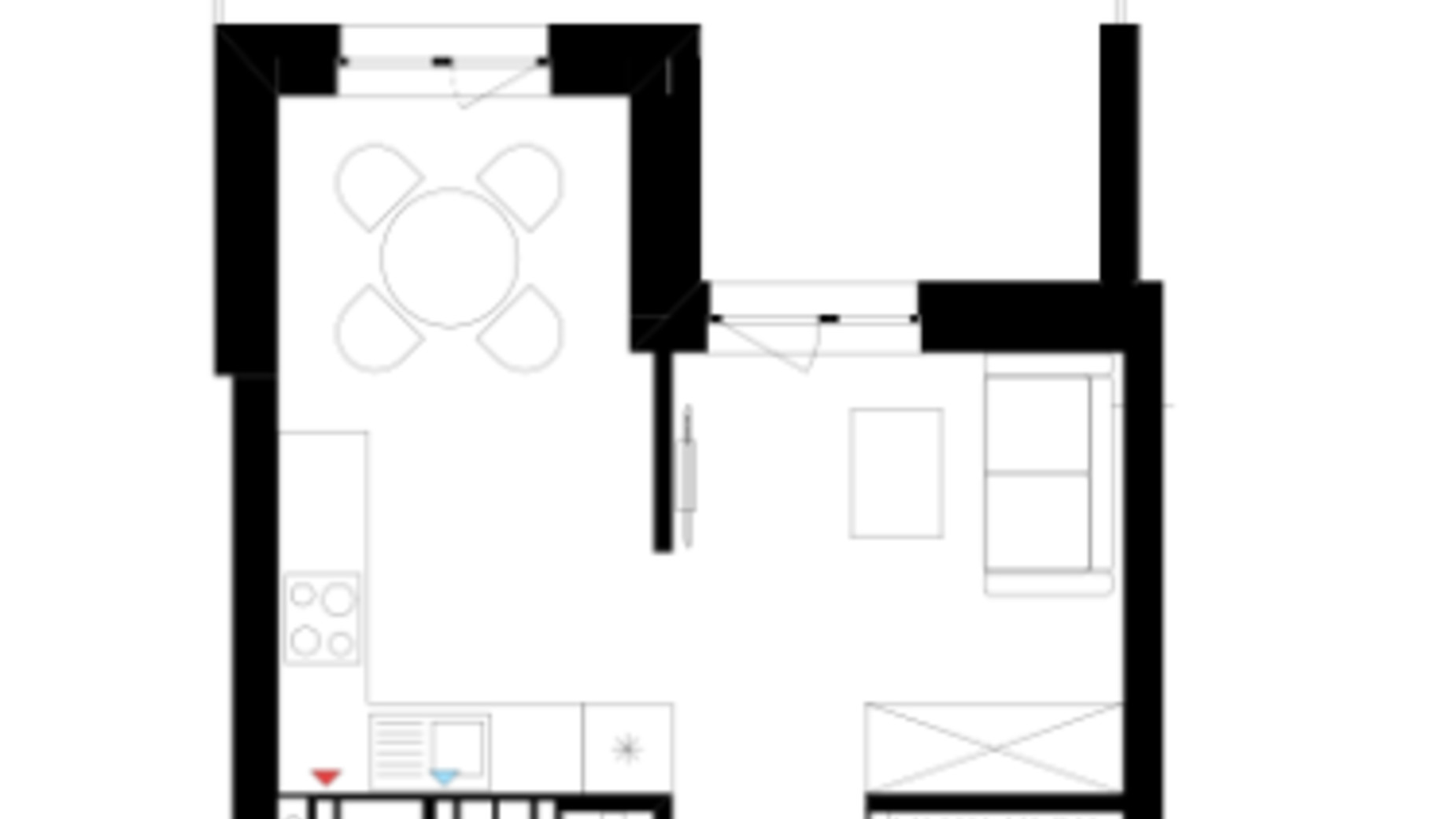 Планировка 1-комнатной квартиры в ЖК Литовский квартал 38.49 м², фото 650347
