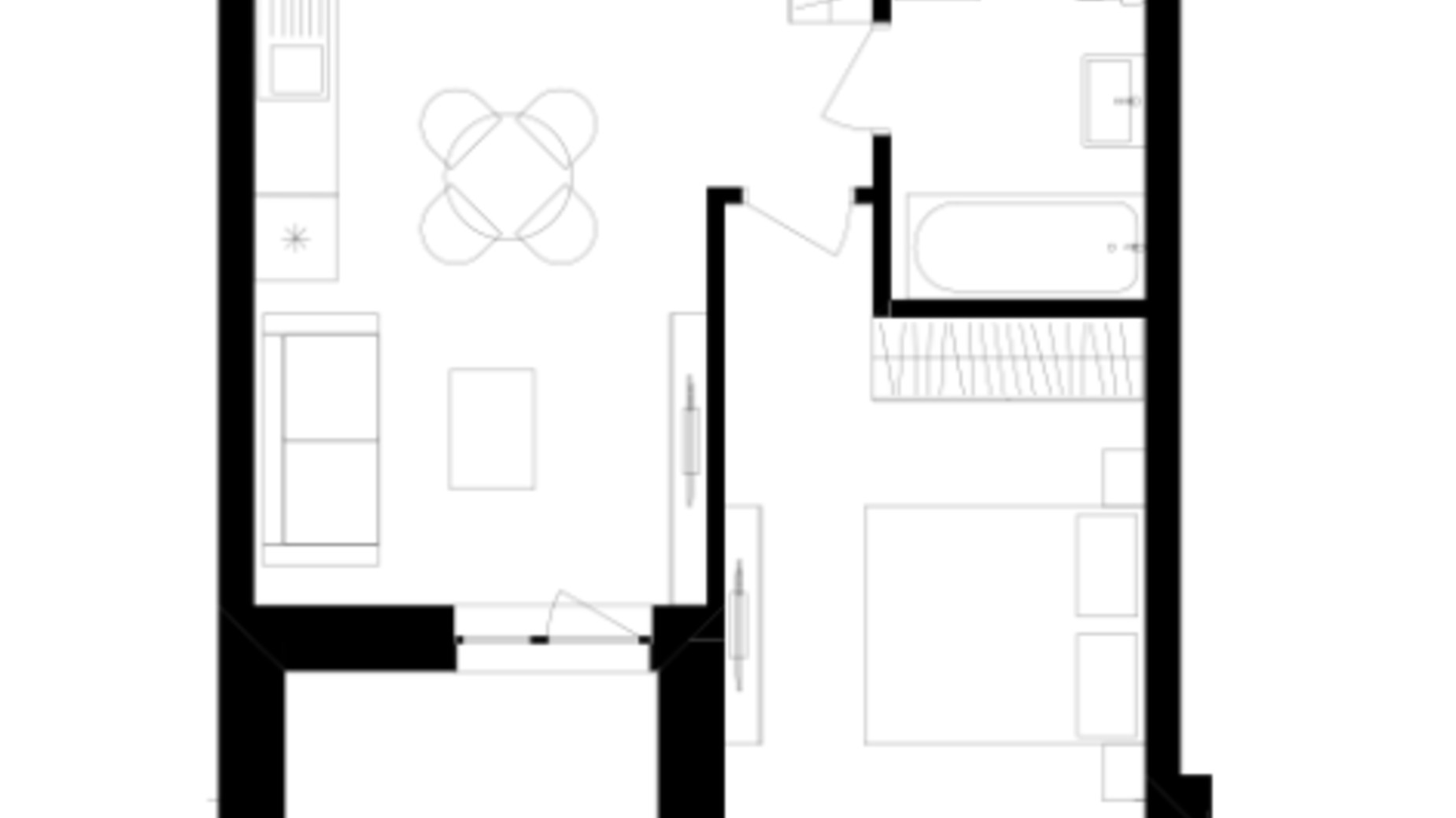 Планування 2-кімнатної квартири в ЖК Литовський квартал 41.29 м², фото 650350