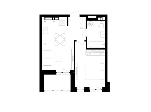 ЖК Литовський квартал: планування 2-кімнатної квартири 41.29 м²