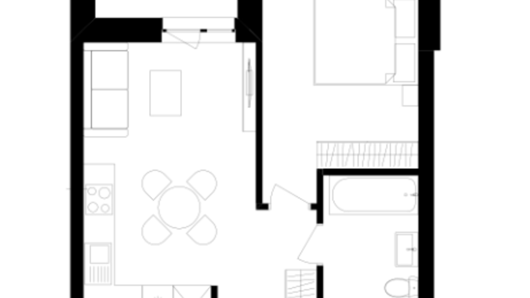 Планування 2-кімнатної квартири в ЖК Литовський квартал 43.68 м², фото 650351