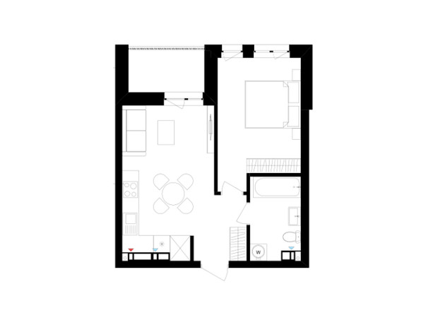 ЖК Литовський квартал: планування 2-кімнатної квартири 43.68 м²