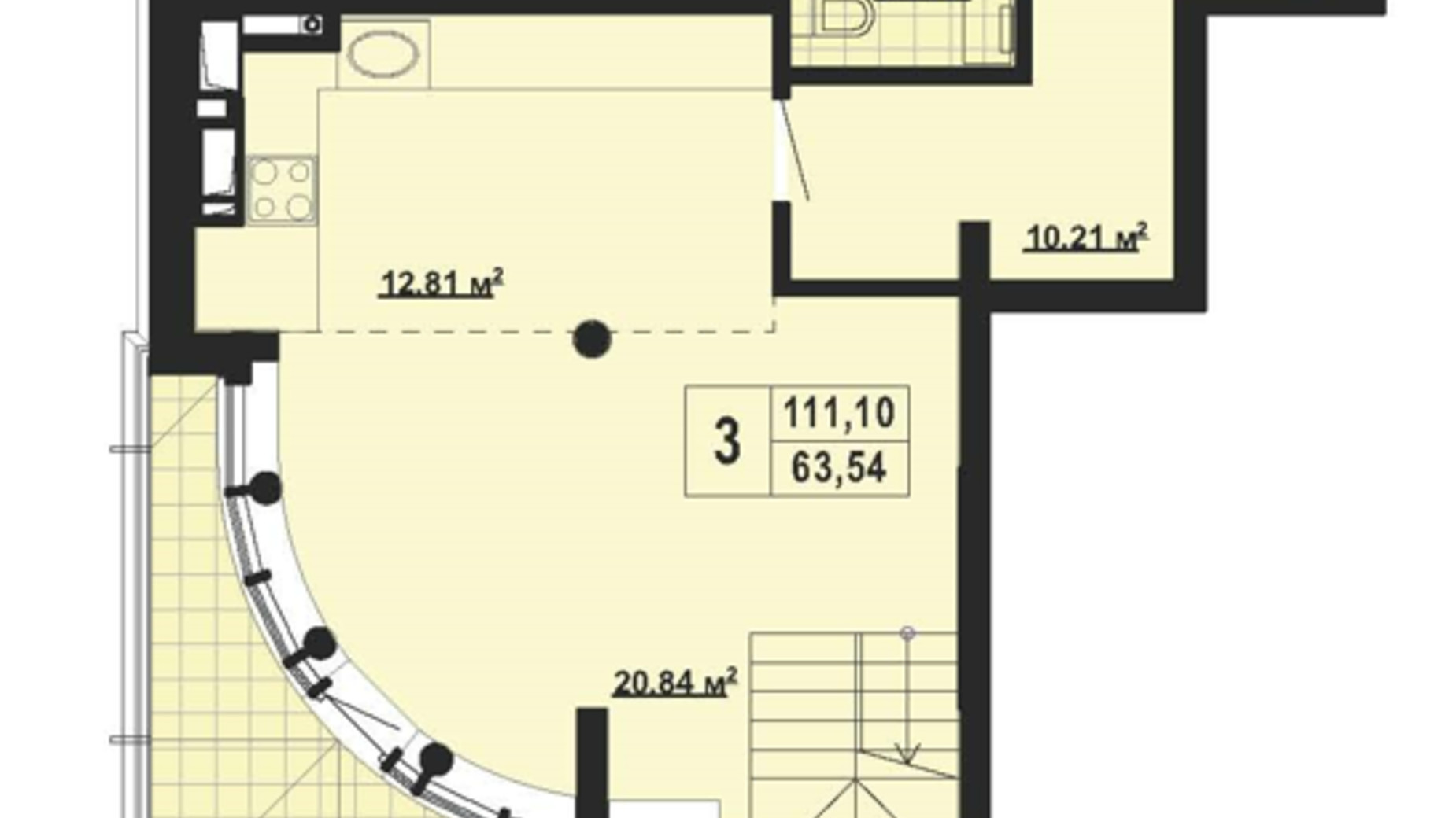 Планування багато­рівневої квартири в ЖК Паркове місто 111.1 м², фото 650576
