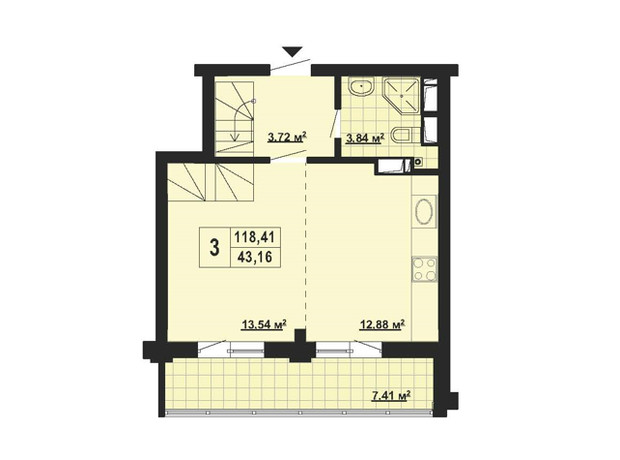 ЖК Паркове місто: планування 3-кімнатної квартири 118.41 м²