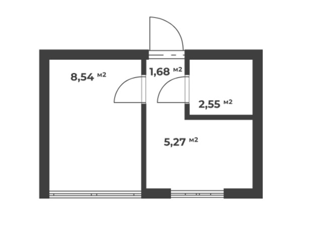 ЖК Aura Park: планування 1-кімнатної квартири 18.04 м²