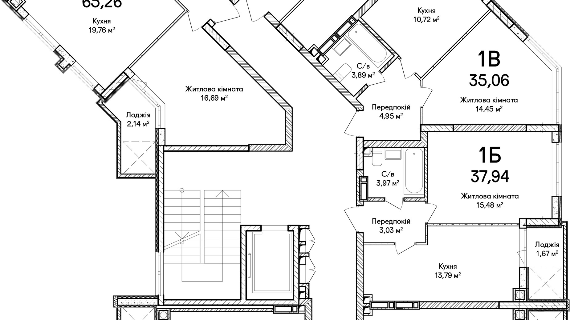 Планировка 2-комнатной квартиры в ЖК Синергия Сити 65 м², фото 651498