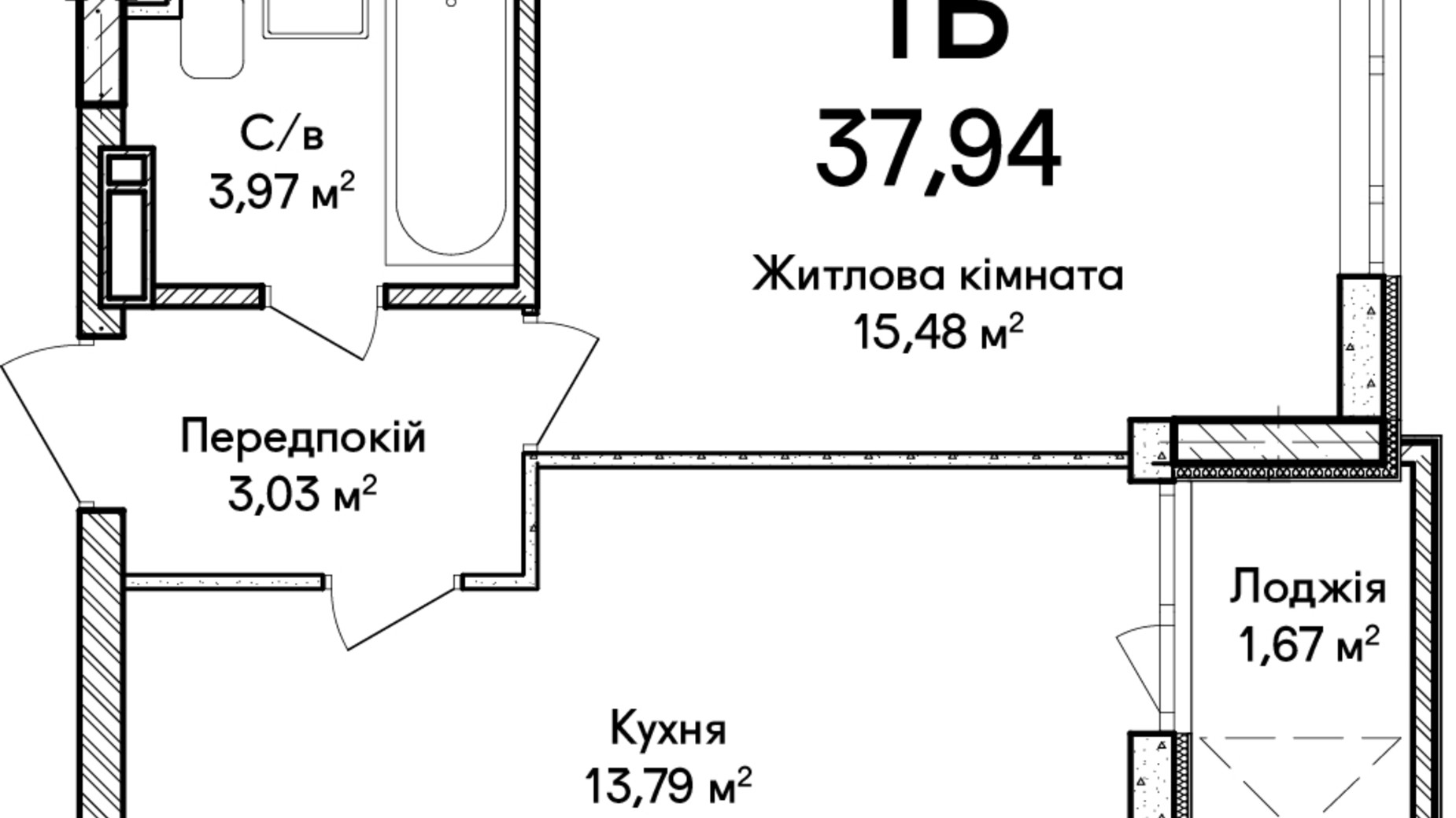 Планировка 1-комнатной квартиры в ЖК Синергия Сити 37 м², фото 651599