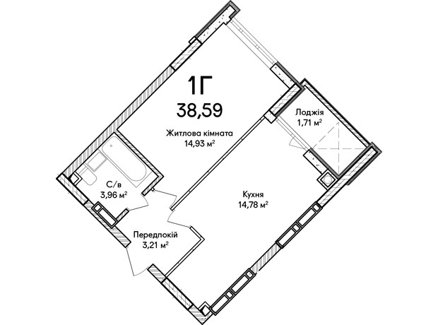 ЖК Синергия Сити: планировка 1-комнатной квартиры 36 м²