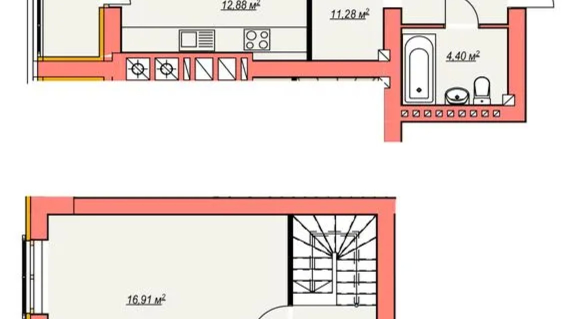 Планування 3-кімнатної квартири в ЖК Агора 7 100 м², фото 652124