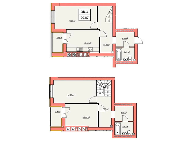 ЖК Агора 7: планування 3-кімнатної квартири 100 м²