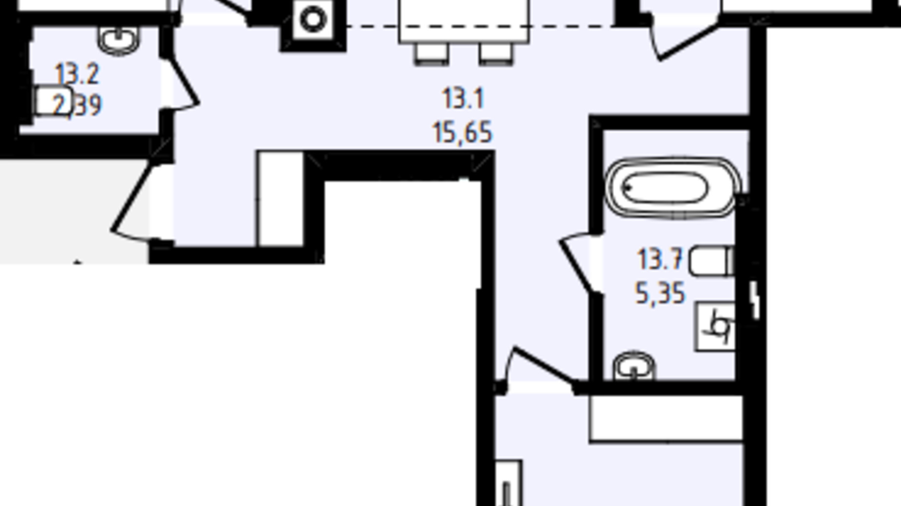 Планировка 3-комнатной квартиры в ЖК Prestige Hall 73.39 м², фото 652833