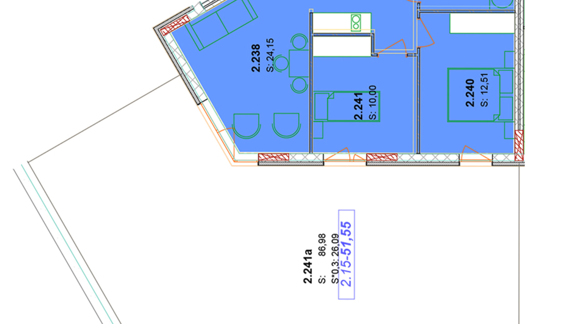 Планування апартаментів в ЖК Сонячний квартал 45.9 м², фото 652958