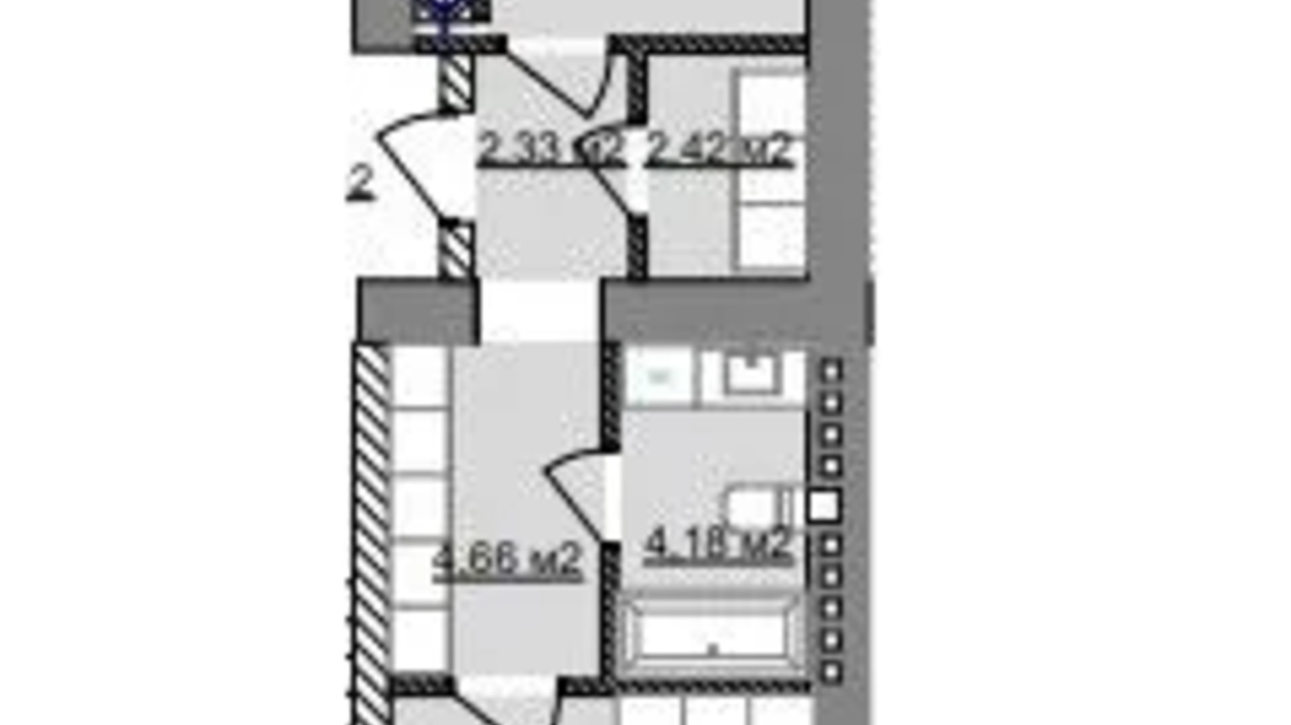 Планування 1-кімнатної квартири в ЖК Паркове містечко (7 черга) 43.63 м², фото 653518