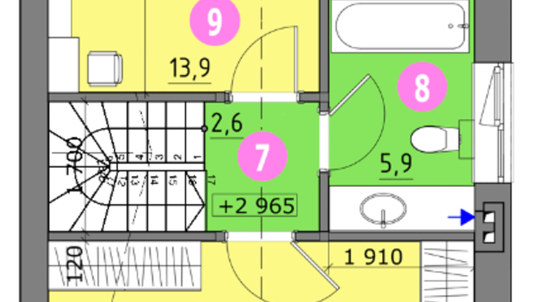Планування таунхауса в Таунхаус Містечко Княжичі 97 м², фото 653867